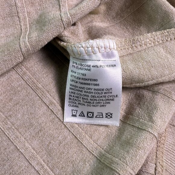 Rafaella Women's Ribbed Cowl Neck Top Wheat with Gold Button Size XS NWT E996 - Picture 4 of 9